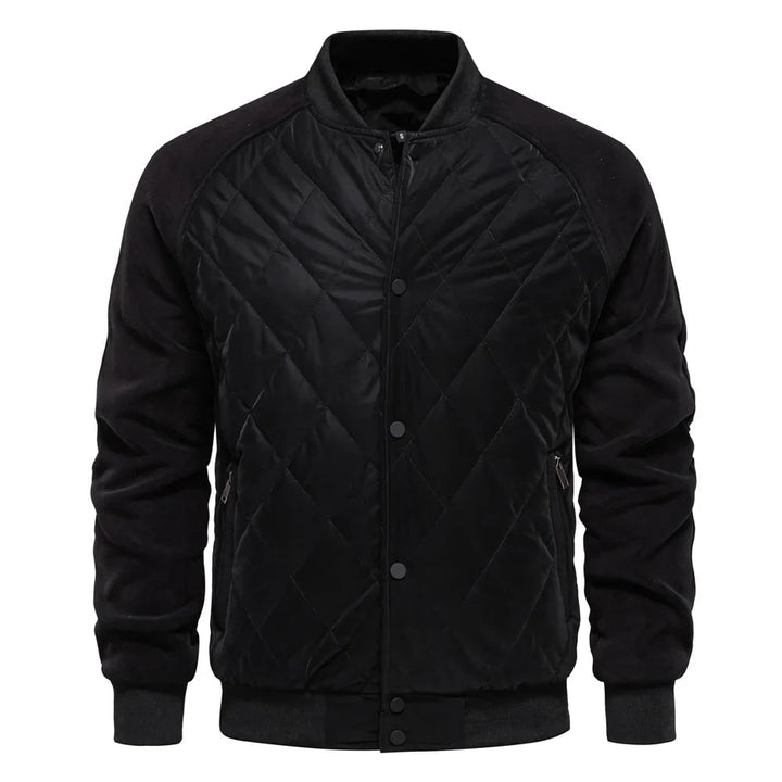 Bomber uomo trapuntato confortevole, maniche in pile raglan. Perfetto mix di casual ed eleganza quotidiana.