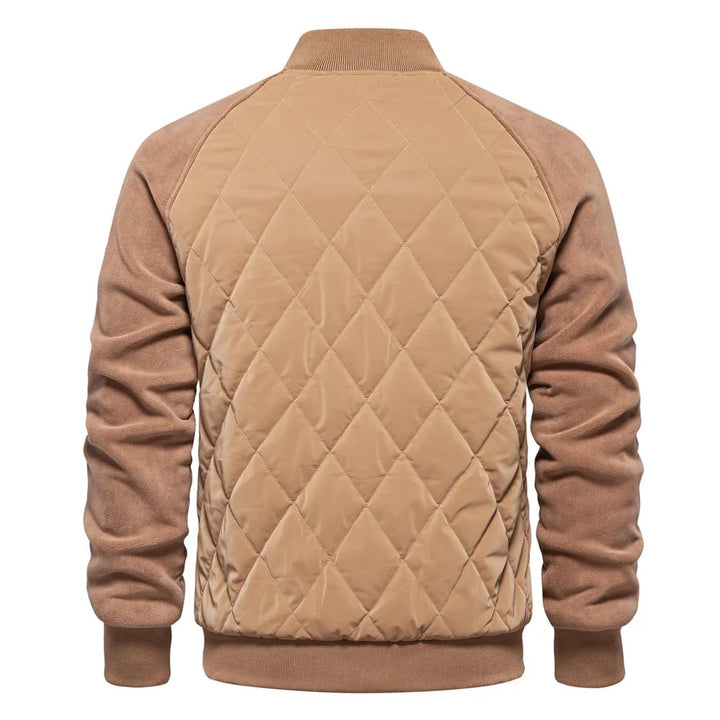 Giubbotto bomber trapuntato uomo, ideale per la mezzastagione, con maniche in pile e stile casual.