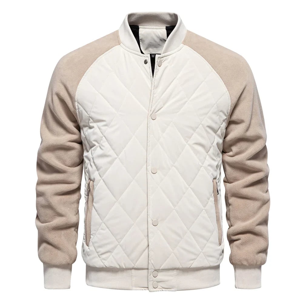 Giubbotto moda uomo: bomber trapuntato con maniche raglan in pile, per un outfit moderno e sportivo.