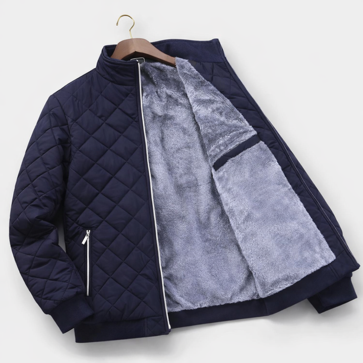 Giacca uomo autunno/primavera, modello bomber trapuntato con collo alto, versatile per ogni occasione.