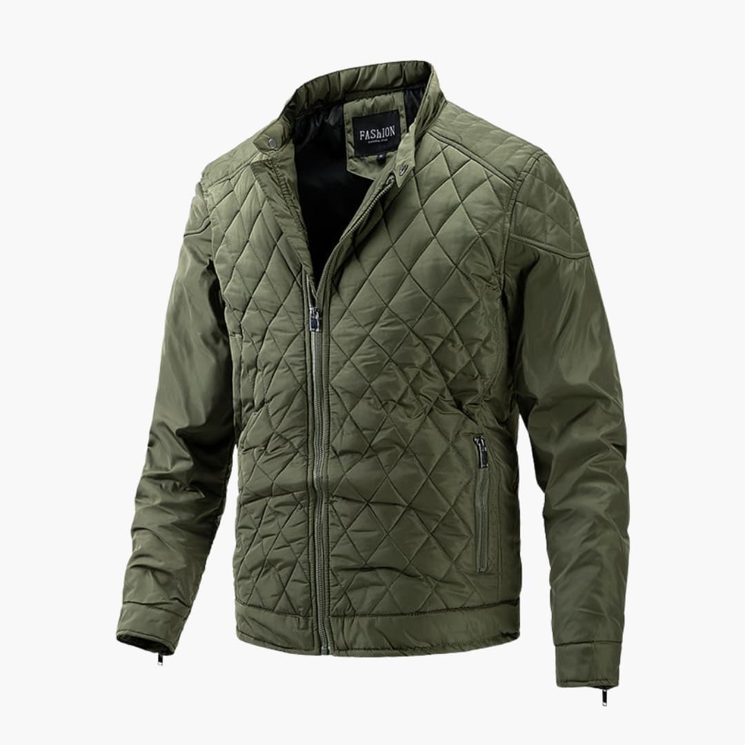Giacca trapuntata da uomo, leggera ma calda, con collo alto. Ottima per l'outerwear autunnale e invernale.
