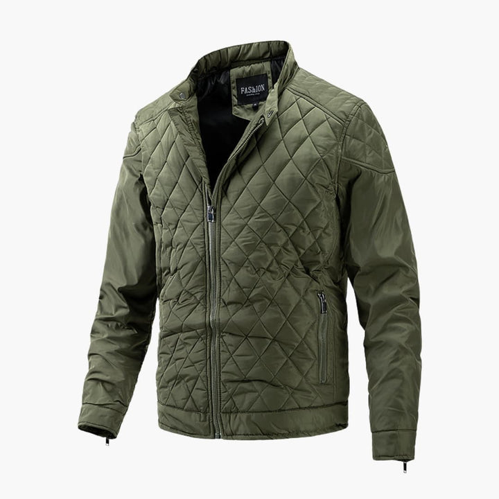 Giacca trapuntata da uomo, leggera ma calda, con collo alto. Ottima per l'outerwear autunnale e invernale.