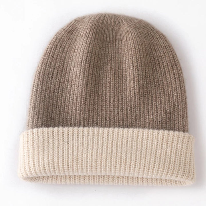 Berretto uomo morbido in cashmere, lavorato a costine, reversibile e caldo, perfetto per l'inverno.