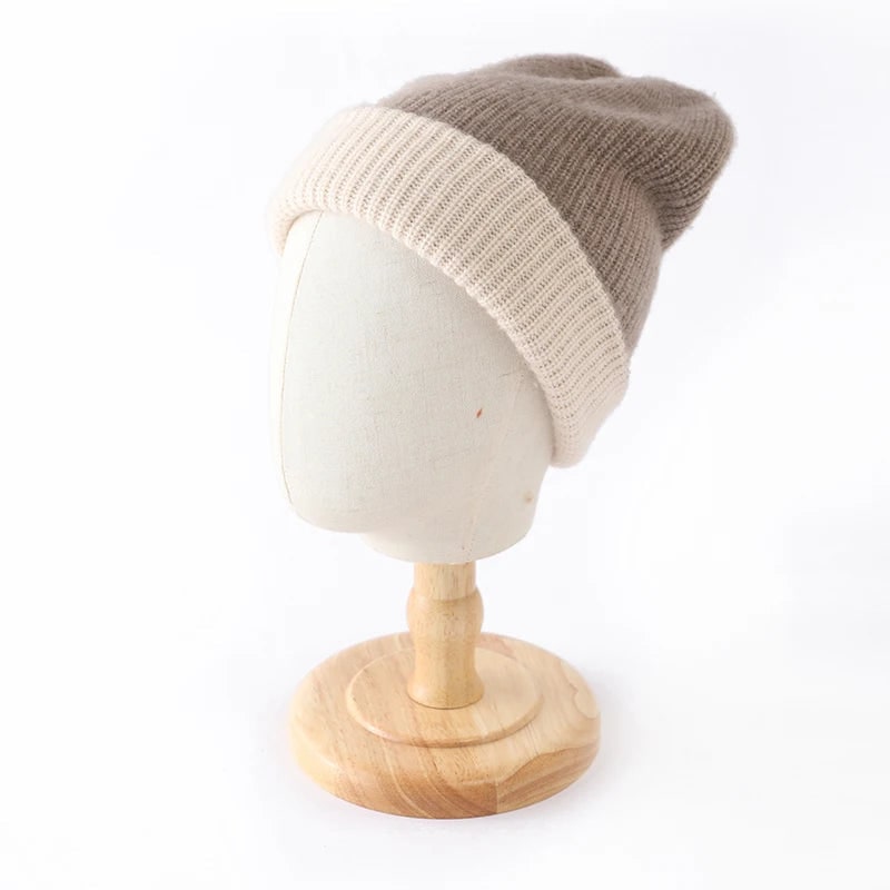 Lussuoso berretto invernale da uomo unisex, reversibile, in cashmere morbido e lavorato a costine per calore.