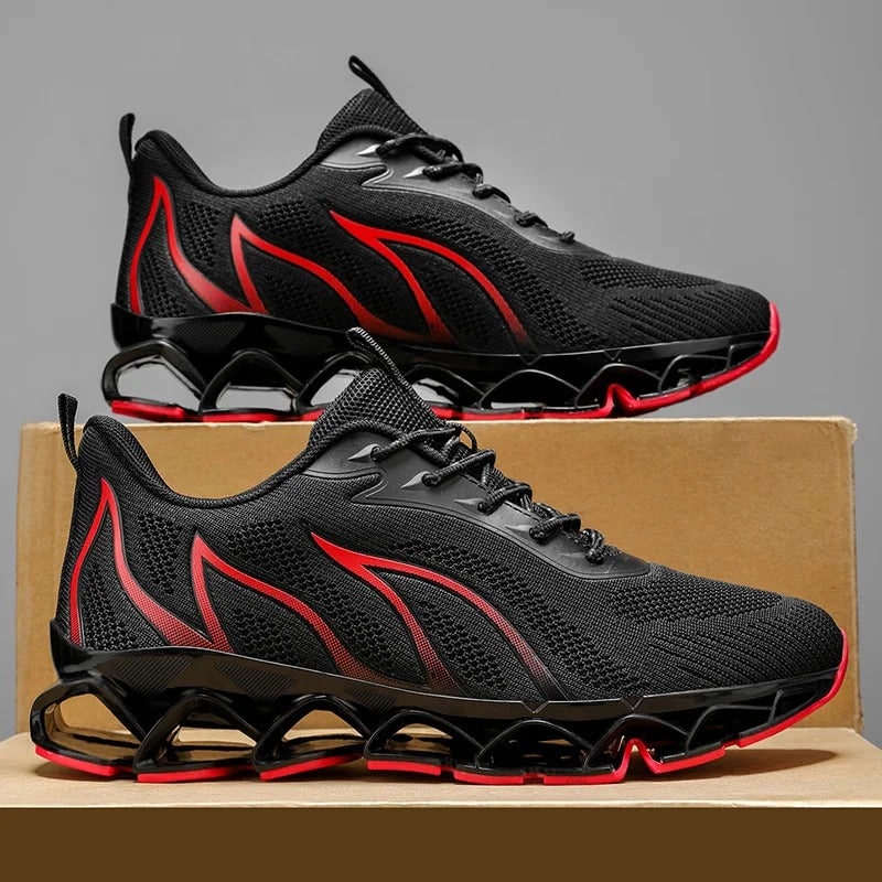 Sneakers uomo sportive con robusta suola per supporto arco e stabilità, ideali per corsa e stile casual.
