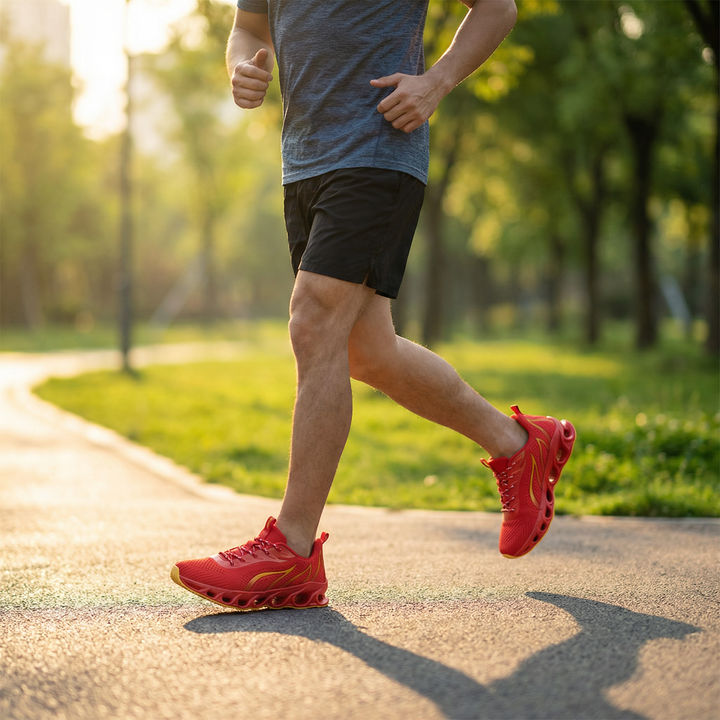 Scarpe running uomo con innovativa suola a lama reattiva per prestazioni ottimali in allenamento e gara.