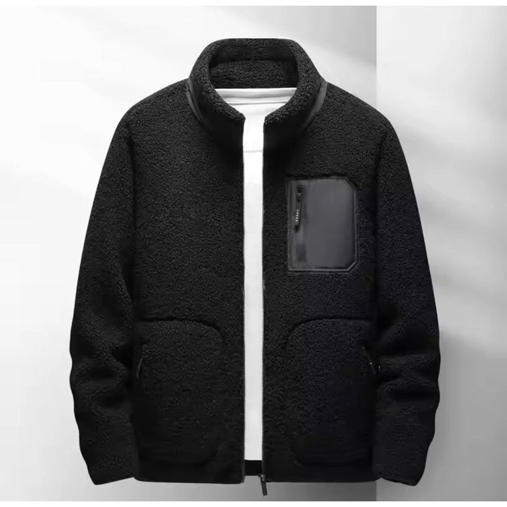 Giacca casual sherpa uomo calda e confortevole con zip, perfetta come strato autunnale/invernale.