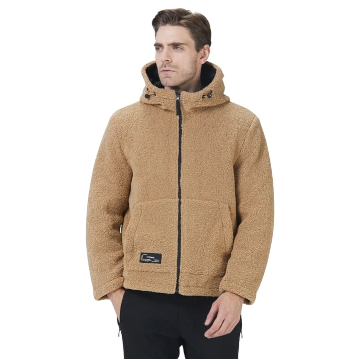 Felpa con zip da uomo, calda e morbida, con cappuccio. Un capo casual e moderno per l'abbigliamento invernale.