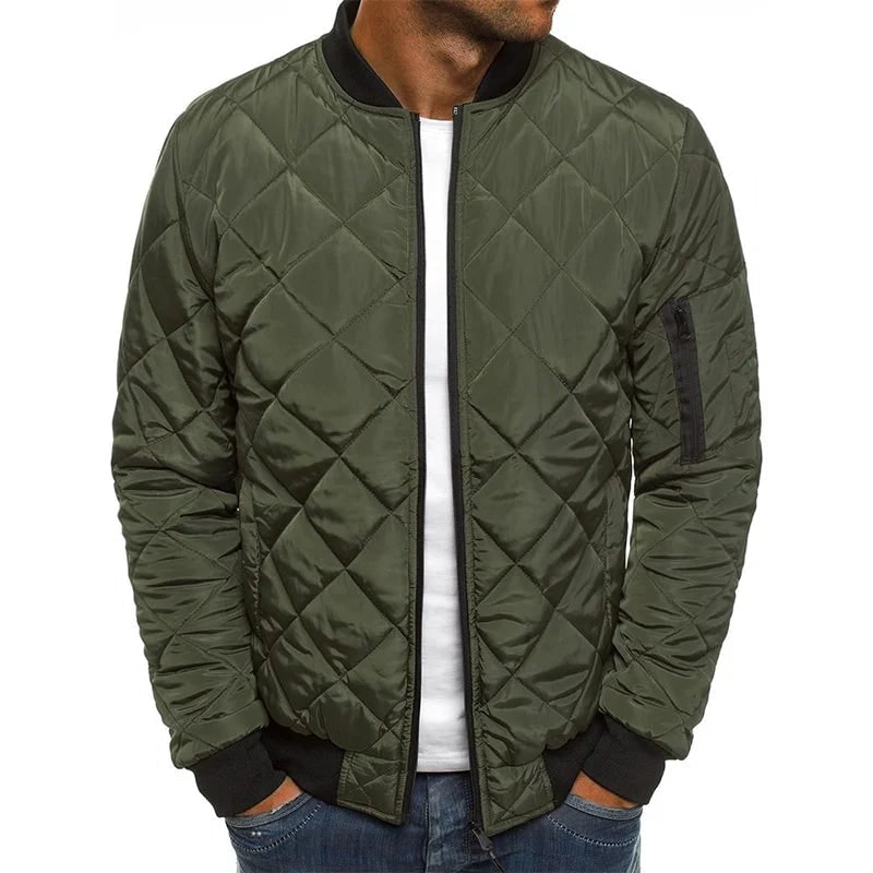 Giacca bomber trapuntata uomo slim fit con zip, stile casual per autunno inverno.