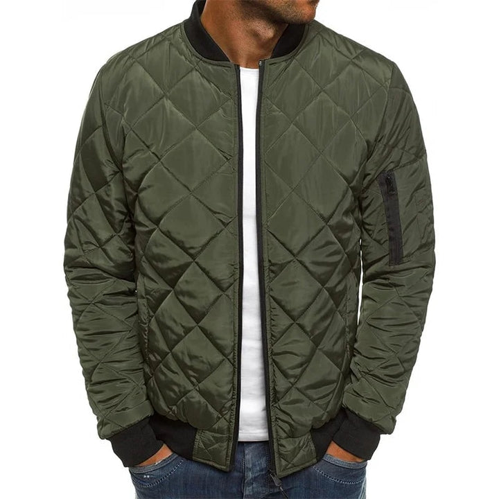 Giacca bomber trapuntata uomo slim fit con zip, stile casual per autunno inverno.