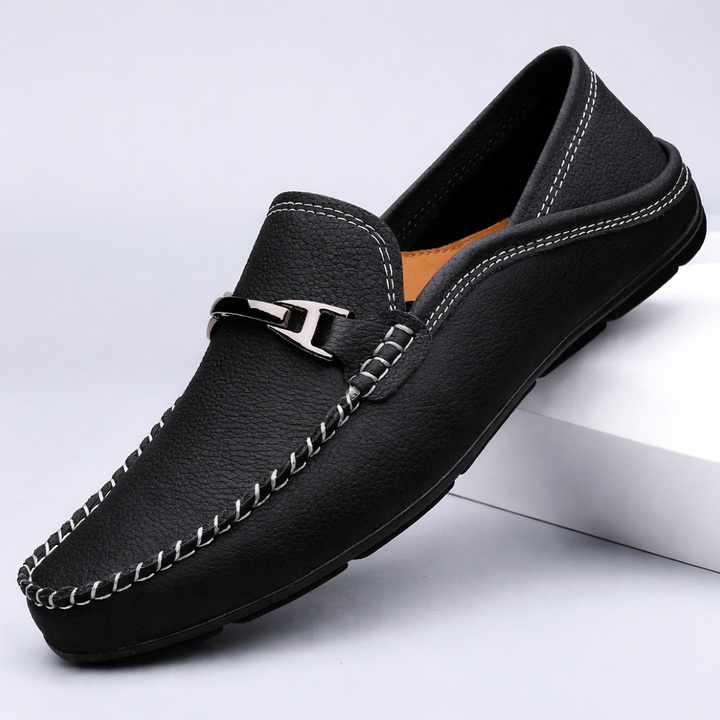 Scarpe da guida uomo eleganti mocassino con punta moc toe, in pelle per comfort e stile italiano.