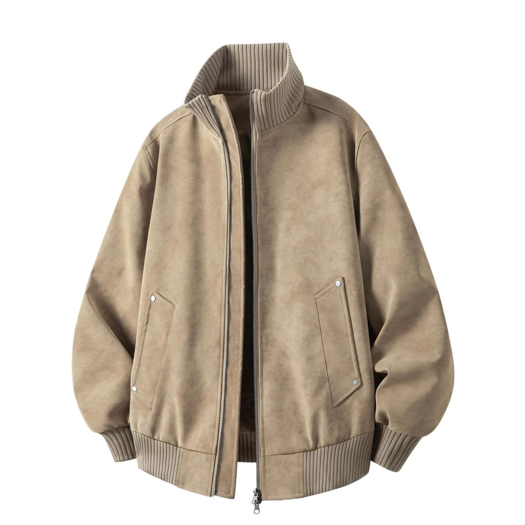 Bomber da uomo elegante con collo a imbuto a costine, capo spalla versatile per outfit casual.