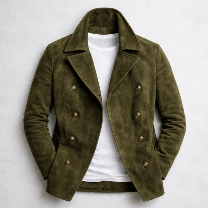 Moda uomo: cappotto doppiopetto stile pea coat con rever a dente, un classico per l'inverno.