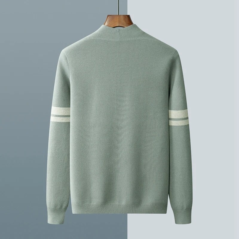 Cardigan uomo elegante e casual, lavorato a maglia, con strisce sulle maniche, ideale per ogni outfit.
