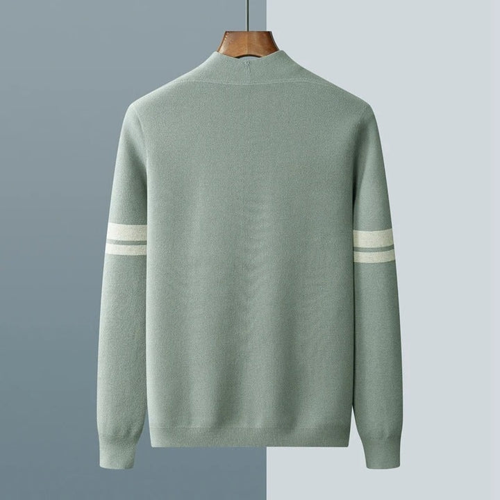 Cardigan uomo elegante e casual, lavorato a maglia, con strisce sulle maniche, ideale per ogni outfit.