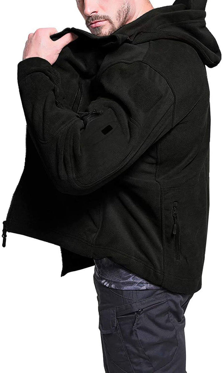 Giacca uomo tattica casual con cappuccio, antivento, tasche sicure, ideale per escursionismo e campeggio.