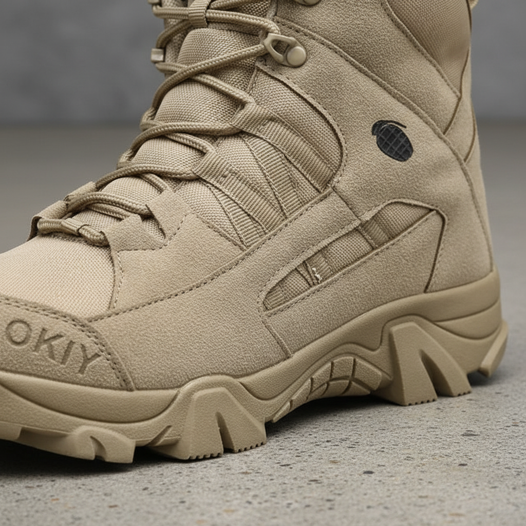 Calzature da lavoro uomo resistenti, stivali impermeabili con punta in acciaio e caviglia protetta.