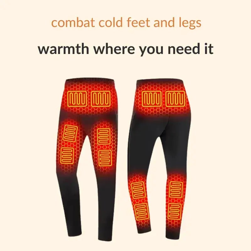 Pantaloni termici riscaldati USB da uomo, massimo comfort e calore intelligente. Ideali per lunghe giornate fredde all'aperto.