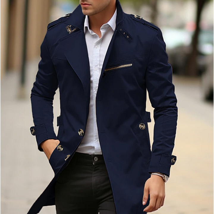 Trench uomo classico, giacca autunno/inverno slim fit. Perfetto per un look senza tempo ed elegante.