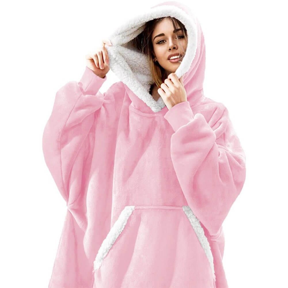 Felpa coperta oversize da uomo in pile caldo, perfetta per il comfort invernale a casa.