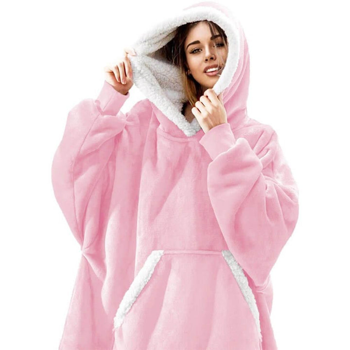 Felpa coperta oversize da uomo in pile caldo, perfetta per il comfort invernale a casa.