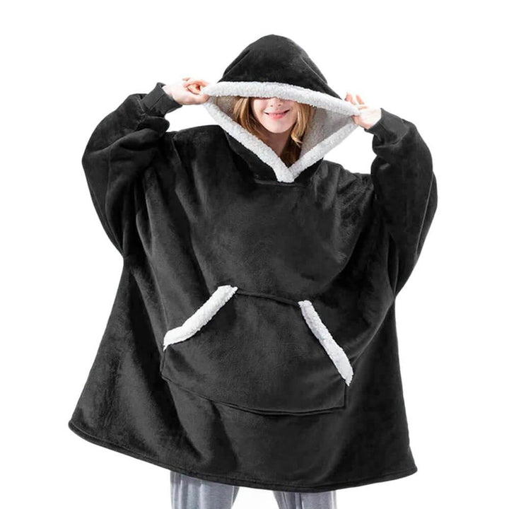 Felpa coperta oversize da uomo con cappuccio ampio, per un calore extra e un relax avvolgente.