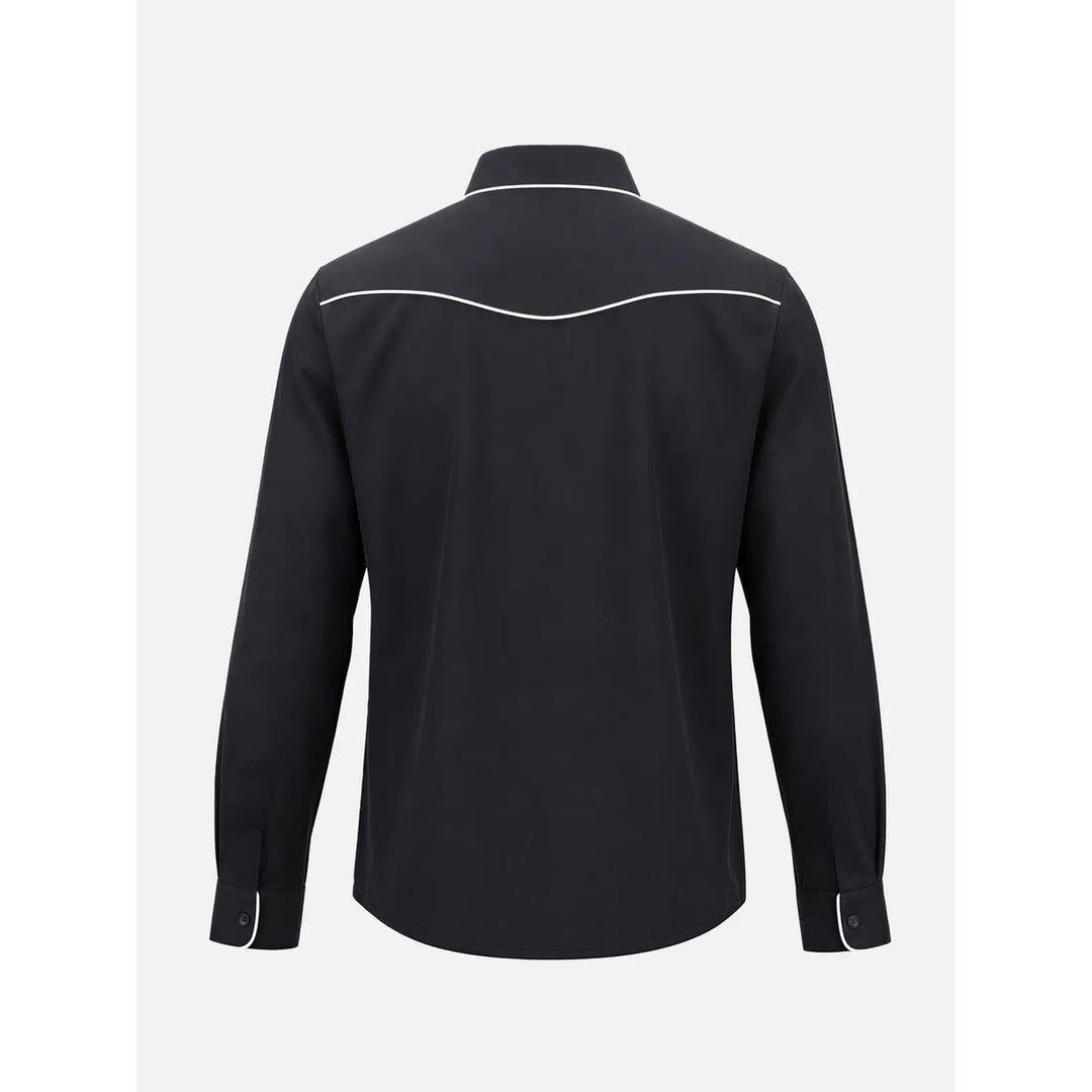 Dettagliata camicia uomo western con profili a contrasto e colletto classico. Abbigliamento versatile.