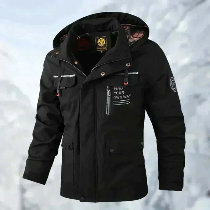 Elegante giacca a vento da uomo, imbottita, con cappuccio e interno a scacchi, per ogni giorno.