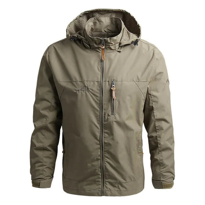 Giacca a vento uomo impermeabile leggera con cappuccio, ideale per outdoor e sport.