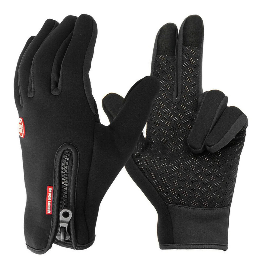 Guanti invernali uomo per ciclismo, impermeabili e touchscreen, offrono calore termico e presa sicura per bici sportiva.