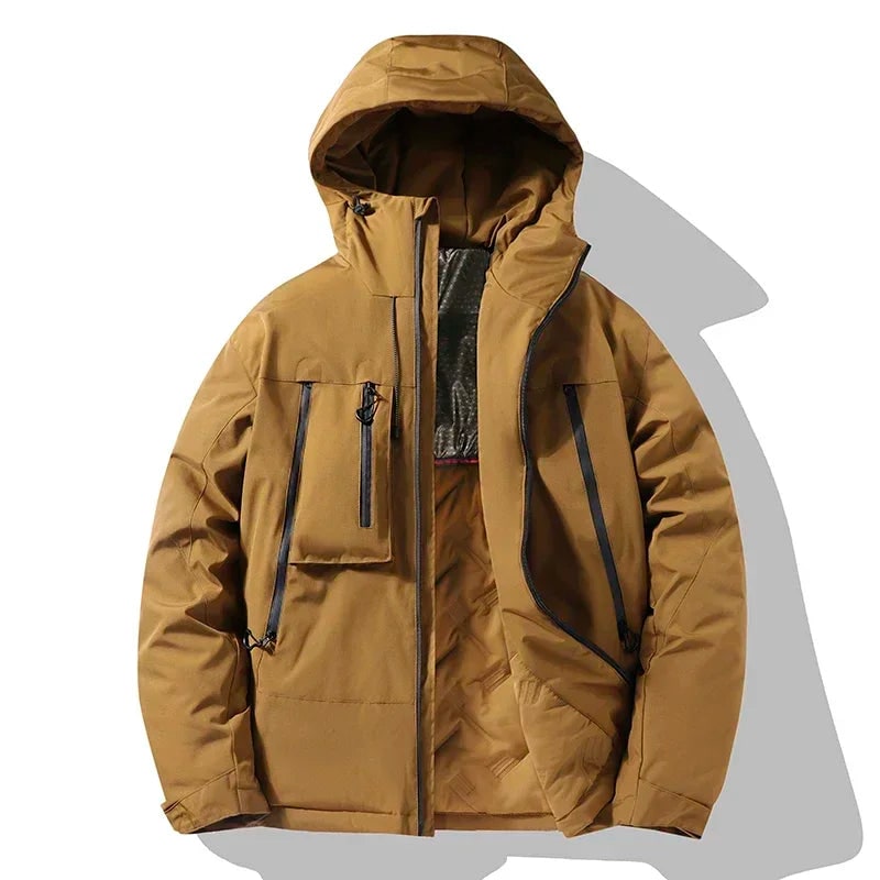 Giacca piumino uomo invernale versatile, perfetta per sci, snowboard, passeggiate e moda urbana con stile.