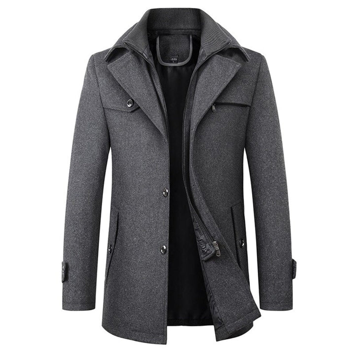 Elegante pea coat da uomo, caldo e confortevole. Ideale abbigliamento invernale per stile casual o formale.