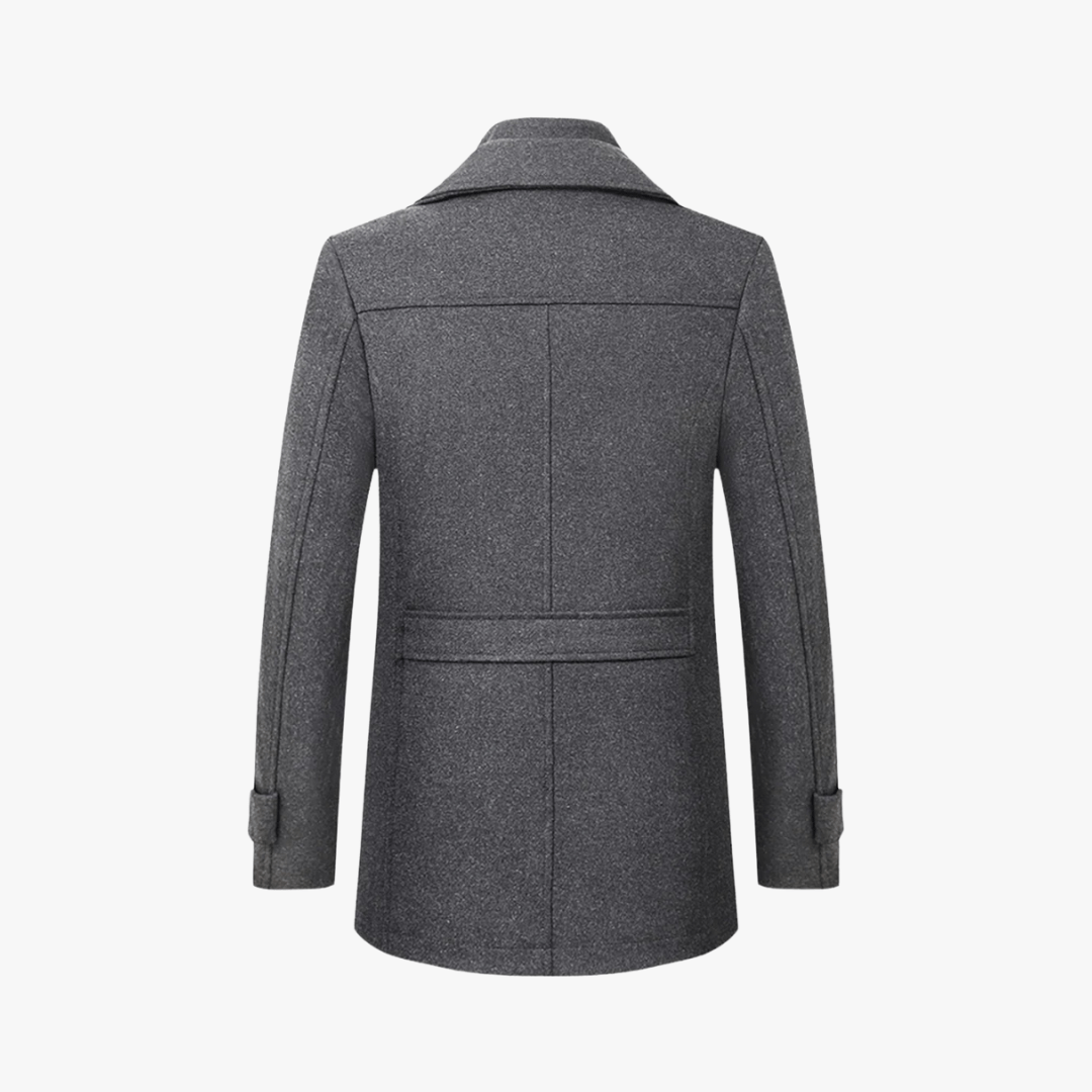 Cappotto trench uomo per inverno/autunno, con colletto stratificato e tasca con zip. Caldo ed elegante.