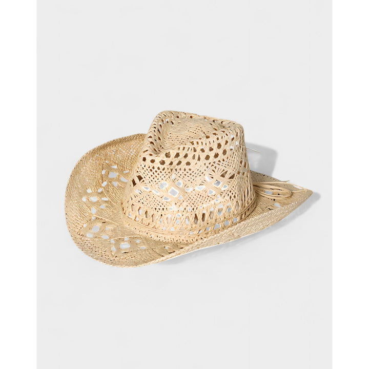 Accessorio estivo: cappello da cowboy in paglia intrecciata per uomo, design classico e traspirante.