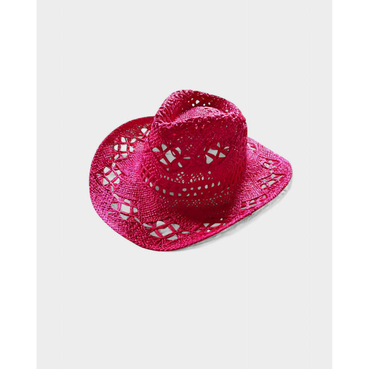 Cappello di paglia intrecciata per uomo, stile cowboy, con tesa larga, perfetto per giornate assolate.