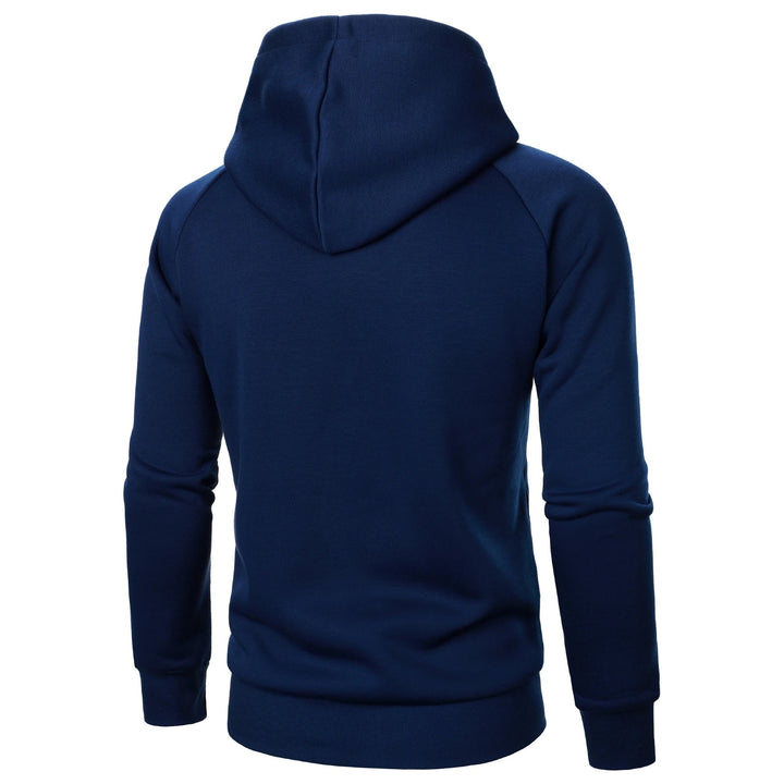 Felpa uomo con cappuccio asimmetrica grigia, cerniera. Maniche raglan per un look casual e alla moda.