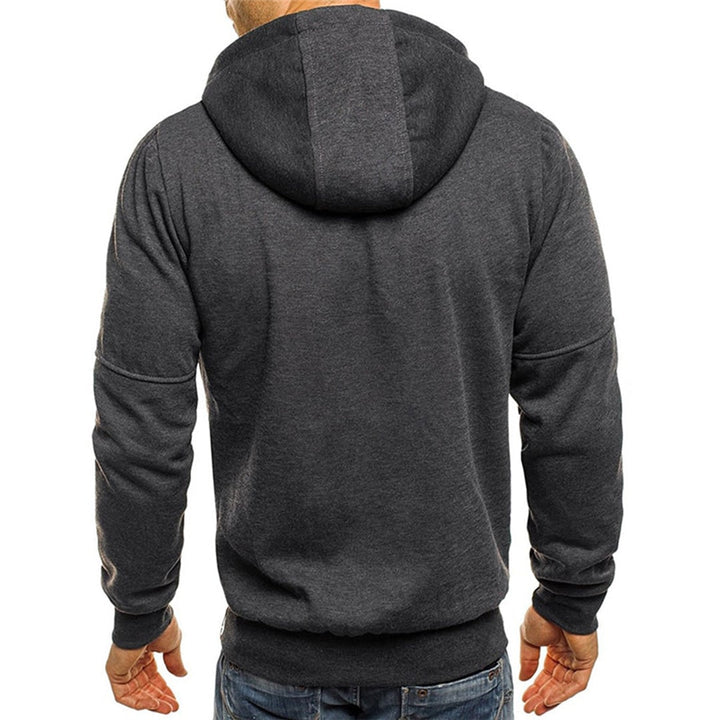 Felpa da uomo con cappuccio e cerniera, tasche zip. Ottimo strato per tempo libero e look casual quotidiano.