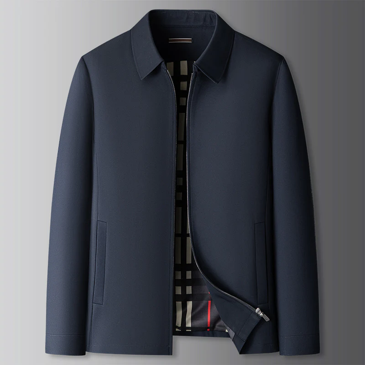Giacca a vento uomo, tessuto leggero per mezza stagione. Eleganza e stile casual con fodera a quadri.
