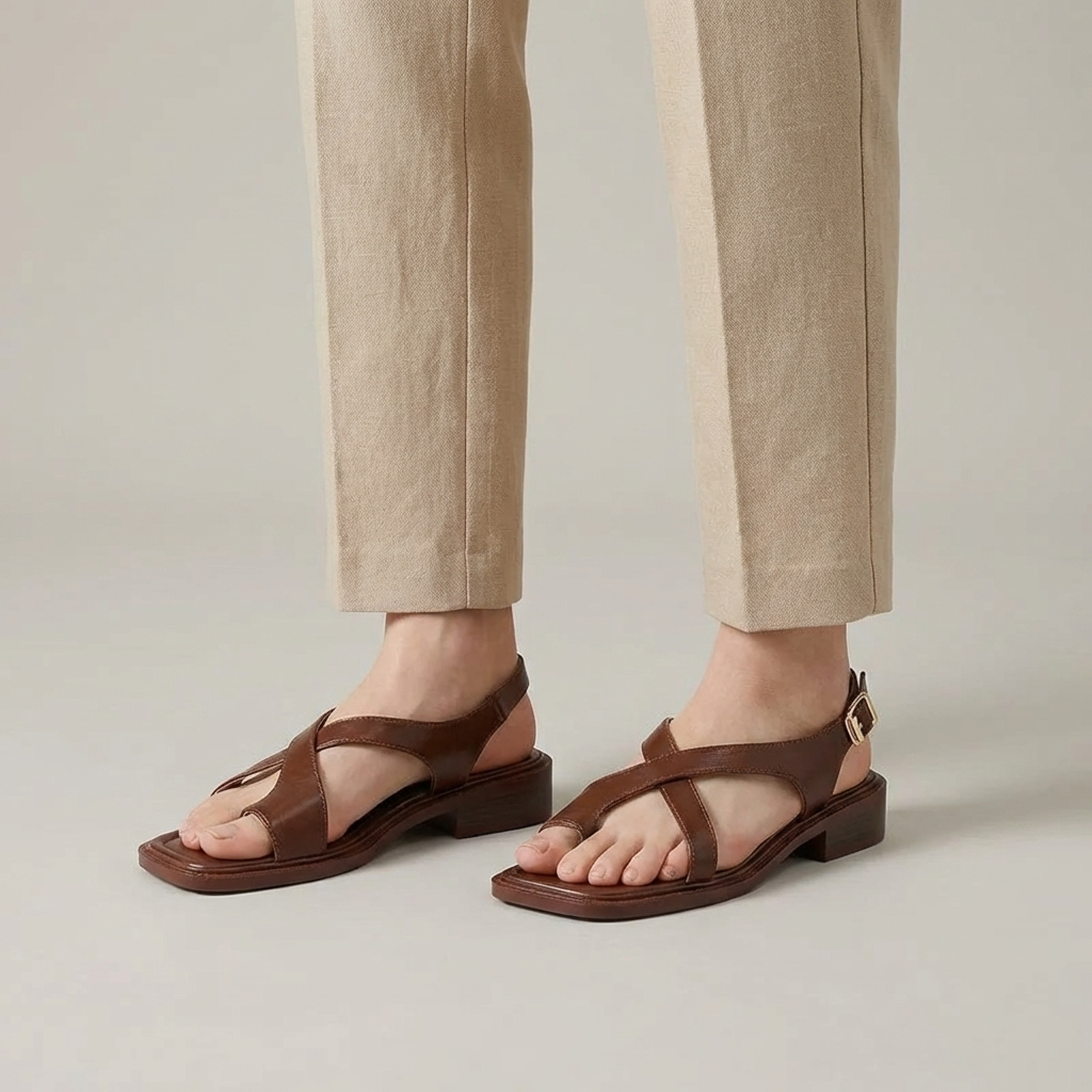 Sandali donna crossover eleganti con fibbia regolabile per comfort quotidiano e stile estivo.