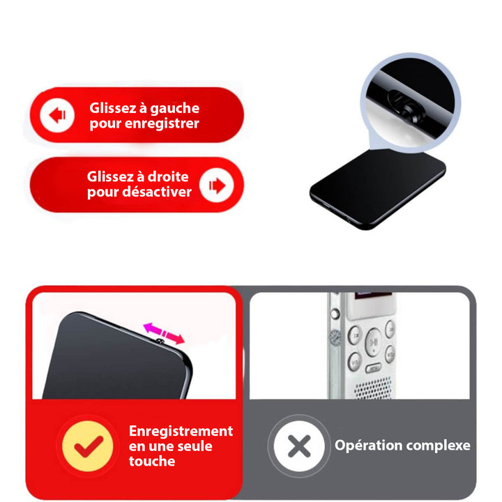 Registratore spia ultra sottile, mini registratore vocale professionale per audio discreto e portabilità.