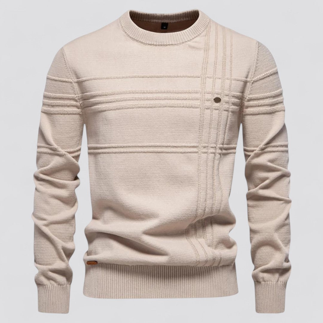 Maglione classico uomo girocollo, ideale per l'eleganza casual autunnale.