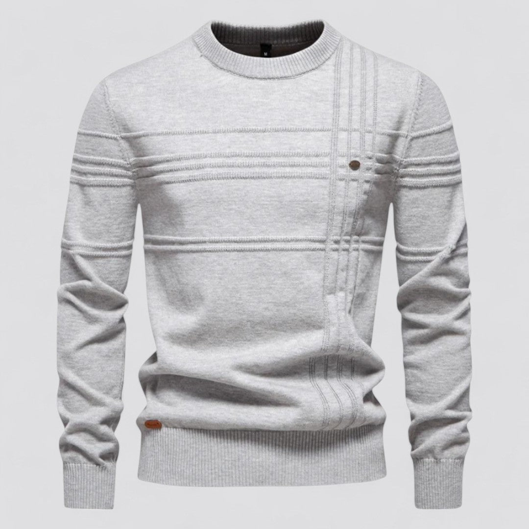 Moda uomo: maglione classico girocollo, abbigliamento autunnale confortevole.