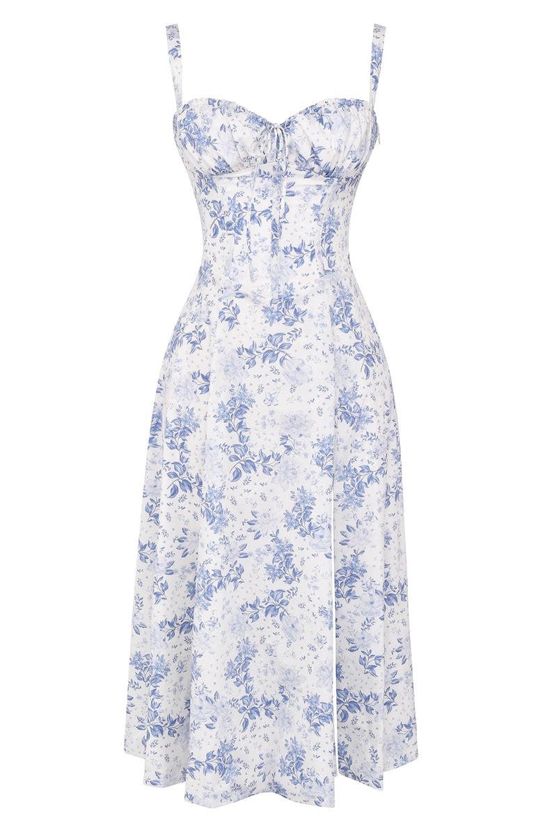 Look estivo con abito midi donna, corpetto corsetto e gonna fluida. Vestito comodo e alla moda.