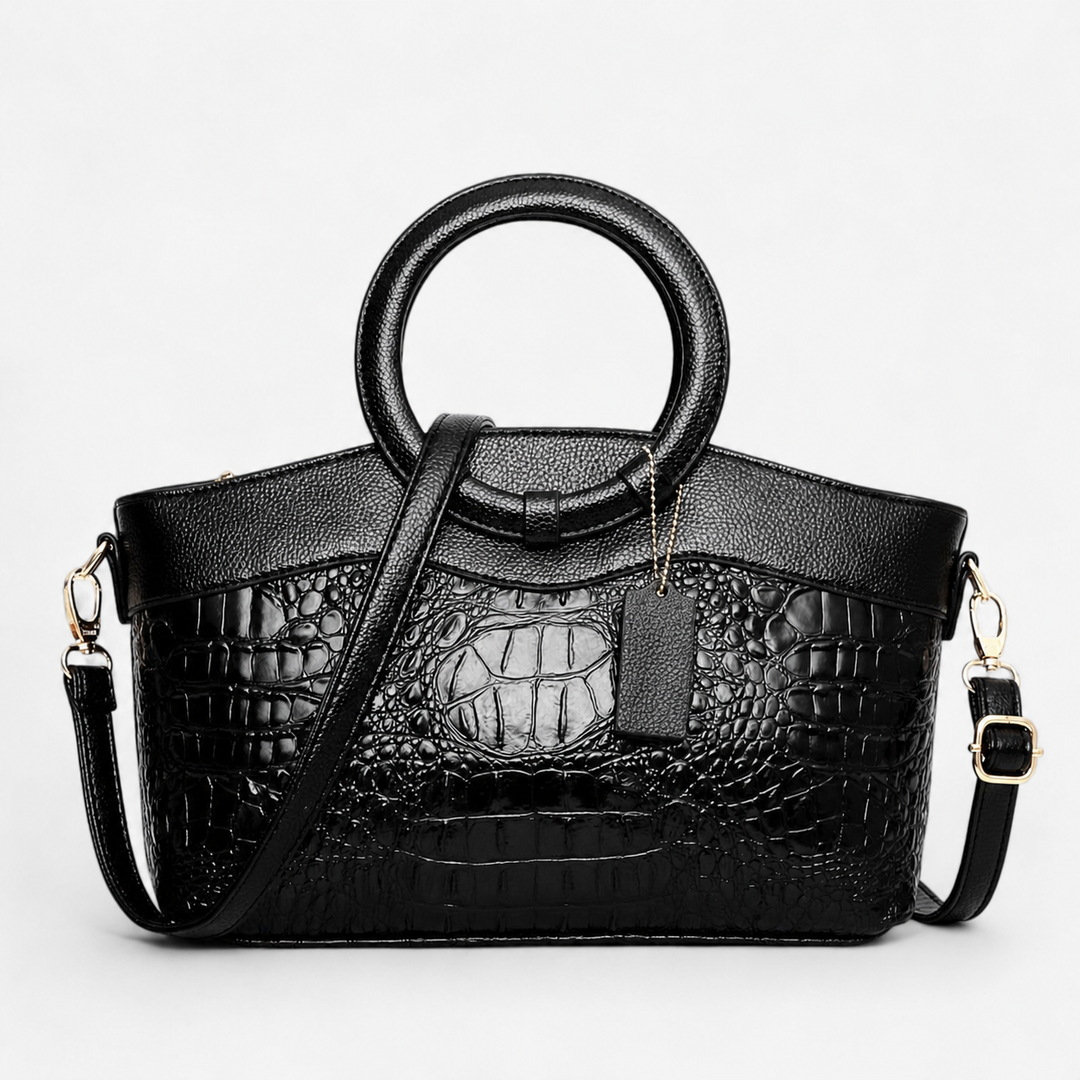 Elegante borsa a mano in pelle PU effetto coccodrillo multicolore, accessorio donna versatile con tracolla.