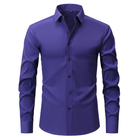 Camicia uomo formale elasticizzata senza piega, vestibilità impeccabile, ideale per l'ufficio e il business.