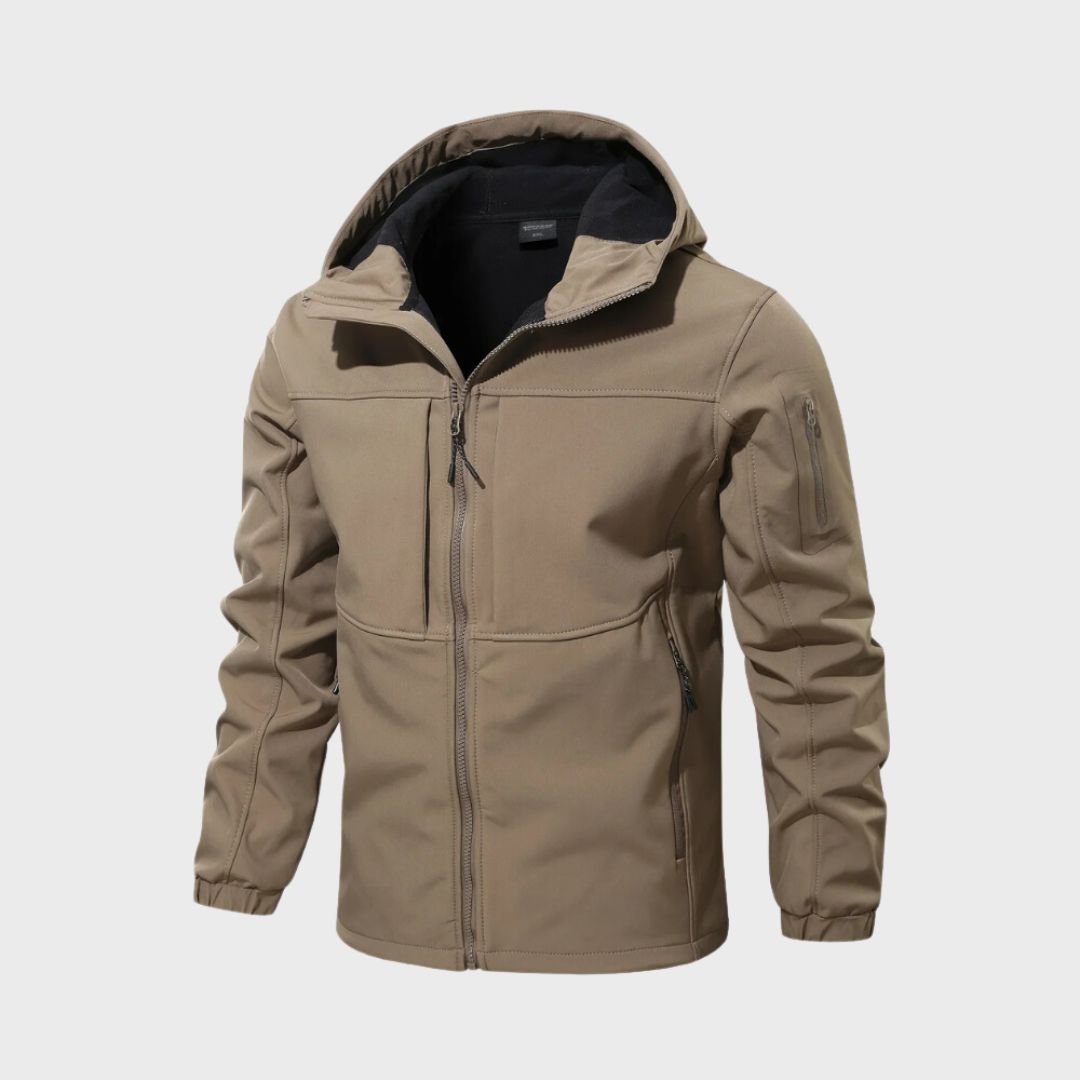 Giacca impermeabile casual da uomo con cappuccio, perfetta per autunno e primavera.