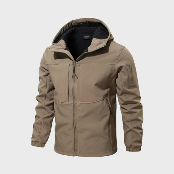 Giacca impermeabile casual da uomo con cappuccio, perfetta per autunno e primavera.