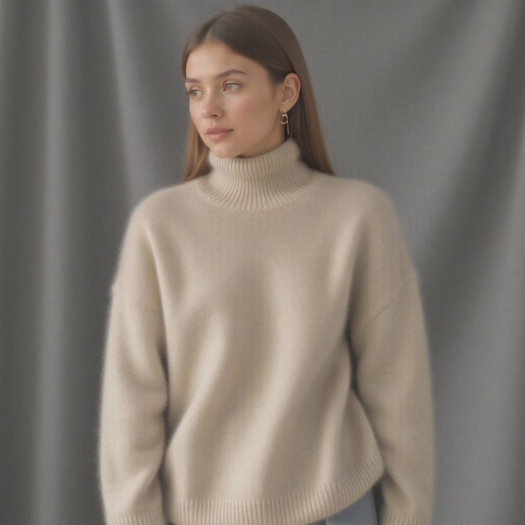 Maglieria donna oversize a collo alto, un capo caldo ed elegante. Moda versatile per un abbigliamento casual chic.