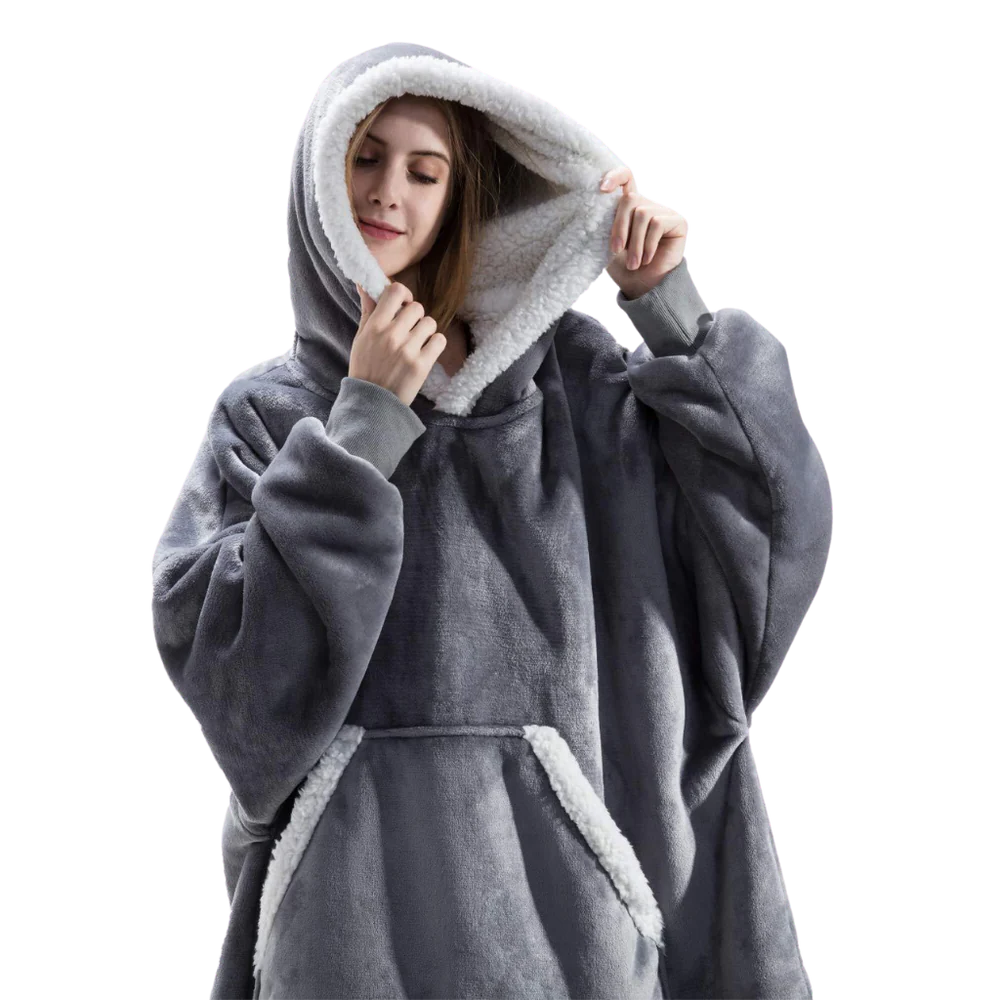 Felpa donna oversize con tasca, calda e comoda, perfetta come coperta indossabile.
