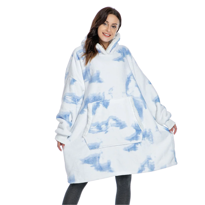 Felpa oversize da donna con cappuccio e tasca, perfetta per il loungewear invernale.